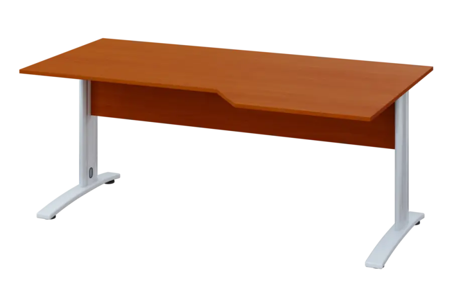 EZK 18 - 186 stůl kancelářský, rohový, pravý, kovová podnož bílá, deska 18 mm, široký 1800 mm, třešeň šumavská